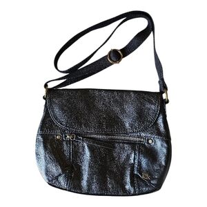 The Sak Shiny Black Crossbody Bag with Adjustable Strap